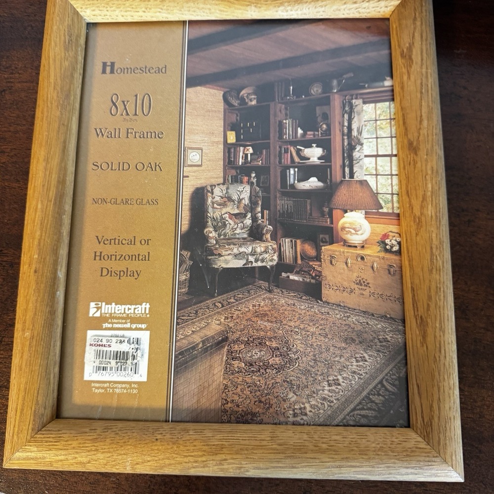 8"x10" Intercraft Solid Oak Wall Picture Frame Non-glare Glass 8 x 10 NOS